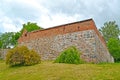 Corner fragment of the fortress wall of Friedland XIV century. Pravdinsk, Kaliningrad region