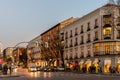 The corner of Goya and Serrano streets in Salamanca District in Madrid