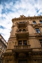 Corner of the historic building in center of Prague, Czech republic