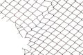 Corner hole in the mesh wire fence