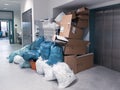 In a corner of a hospital there is a lot of garbage and waste ready for collection Royalty Free Stock Photo