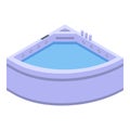 Corner jacuzzi icon, isometric style