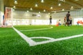 Corner Line of indoor football soccer training field Royalty Free Stock Photo
