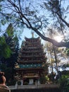 A corner of the majestic Buddhist architecture of Minh Thanh pagoda Royalty Free Stock Photo