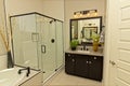 Corner Master Bath Glass Shower And Vanity Royalty Free Stock Photo