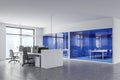 White and blue office and meeting room corner Royalty Free Stock Photo