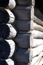 Corner of an old wooden house. wall of logs stacked on top of each other