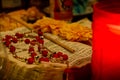 Worn pages of an open Bible book and a rosary beads Royalty Free Stock Photo