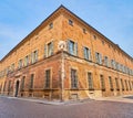 The corner of Palazzo Scotti di Castelbosco Marazzani, Piacenza, Italy Royalty Free Stock Photo