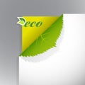 Corner on paper with eco sign.