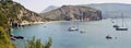 Panoramic wide view on the stunning bay of Ã¢â¬ËBuon DormireÃ¢â¬â¢ [Sleep Well]. Mountain and sea. Bay, cove, attraction.