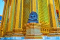 The corner of Phra Mondop temple with stone Buddha in Indonesian style, on May 12 in Bangkok, Thailand