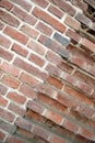 Corner of red brick wall with different prominence Royalty Free Stock Photo