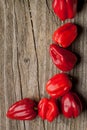 Corner of Red chili habanero peppers