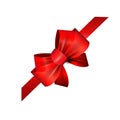 Corner red ribbon and bow vector