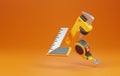 Corner ruler tape, measuring tape, adjustable wrench, measuring tools symbol. 3D Render