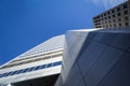 Corner of a skyscraper of Montreal, Canada, taken in the center business district of the main city of Quebec Royalty Free Stock Photo