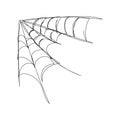 Corner spider web one line art. Continuous line drawing of halloween theme, gothic, horrible, scary. Hand drawn vector