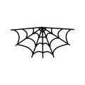 Corner spiderweb black linear icon. Halloween outline sign. Monochrome spider web thin line pictogram isolated on white Royalty Free Stock Photo