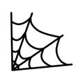 Corner spiderweb black linear icon. Halloween outline sign. Monochrome spider web thin line pictogram isolated on white Royalty Free Stock Photo