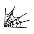 Corner spiderweb black linear icon. Halloween outline sign. Monochrome spider web thin line pictogram isolated on white Royalty Free Stock Photo