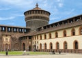 Corner Tower, Sforza Castle in Milan, Italy