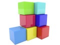 Corner of toy cubes in various colors on white.3d illustration. Royalty Free Stock Photo