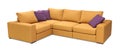 Corner upholstery sofa set with pillows isolated with clipping path