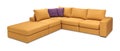 Corner upholstery sofa set with pillows isolated with clipping path