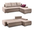 Corner upholstery sofa set with pillows isolated with clipping path