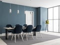 Corner view of blue and white dining room Royalty Free Stock Photo