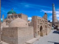 Corner view of old city of Khiva. Domes, minarets and Mosques under perfect blue sky Royalty Free Stock Photo