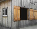 Corner view of an old wooden building. Royalty Free Stock Photo