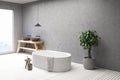 Concrete bathroom interior, tub and sink side Royalty Free Stock Photo