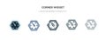 Corner widget icon in different style vector illustration. two colored and black corner widget vector icons designed in filled,