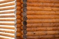 Corner of wooden wall log house. Old traditions of construction. Royalty Free Stock Photo