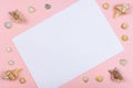 At the corners of the pink background are shells Royalty Free Stock Photo