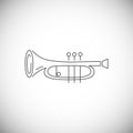 Cornet or horn icon isolated on white background. Royalty Free Stock Photo