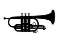 Cornet icon. Music instrument silhouette. Creative concept design in realistic style. illustration on white background.