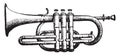 Cornet piston, vintage engraving