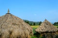 Cornfield behind the mountains in the evening. Royalty Free Stock Photo
