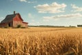 Cornfield with a vintage red barn in the Royalty Free Stock Photo