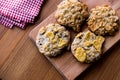Cornflake Cookies on wooden surface. Royalty Free Stock Photo