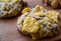 Cornflake Cookies on wooden surface. Royalty Free Stock Photo