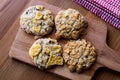 Cornflake Cookies on wooden surface. Royalty Free Stock Photo