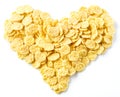 Cornflakes arranged in the shape of heart. Royalty Free Stock Photo
