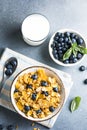 cornflakes bowl breakfast food and snack for healthy food concept, morning breakfast fresh whole grain cereal Royalty Free Stock Photo