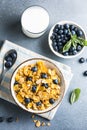 cornflakes bowl breakfast food and snack for healthy food concept, morning breakfast fresh whole grain cereal Royalty Free Stock Photo