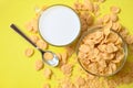 Cornflakes bowl breakfast food and snack for healthy food concept, morning breakfast fresh whole grain cereal, cornflakes with Royalty Free Stock Photo