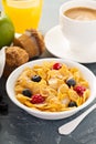 Cornflakes cereals with berries